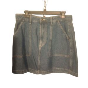 &Denim medium wash mini skirt with large front pockets